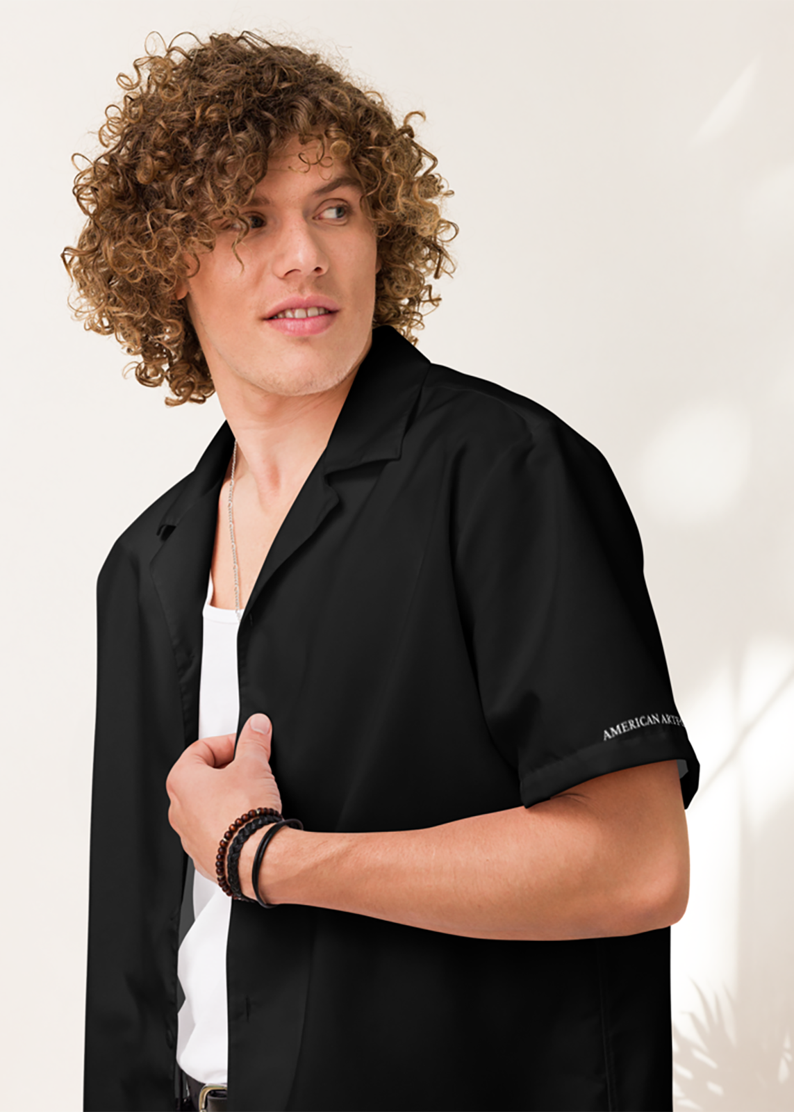 Black Short Sleeve Summer Comfort Button-Down Shirt (Men's)