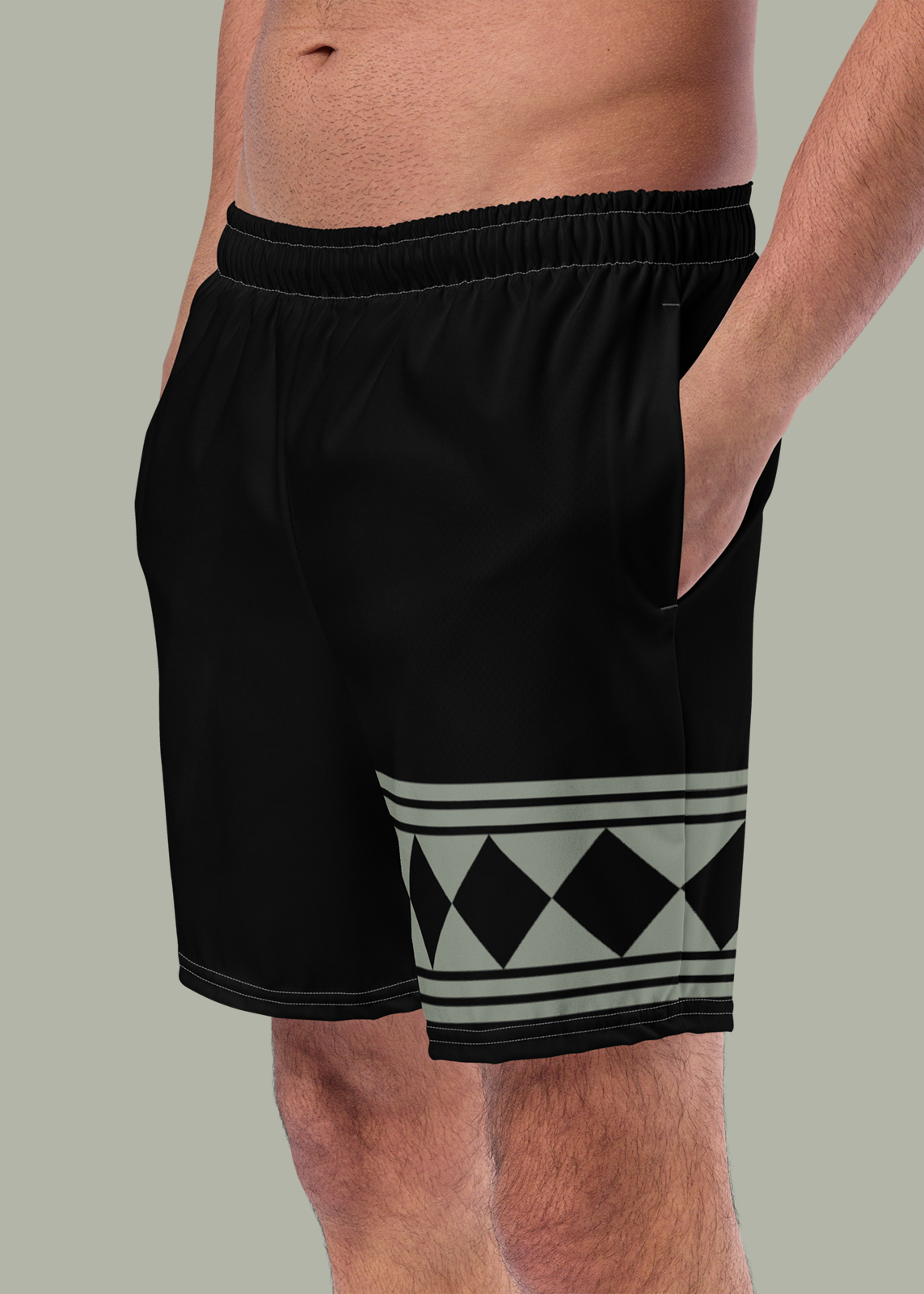 Black Diamond Tuck Pattern Swim Trunks (Men's)