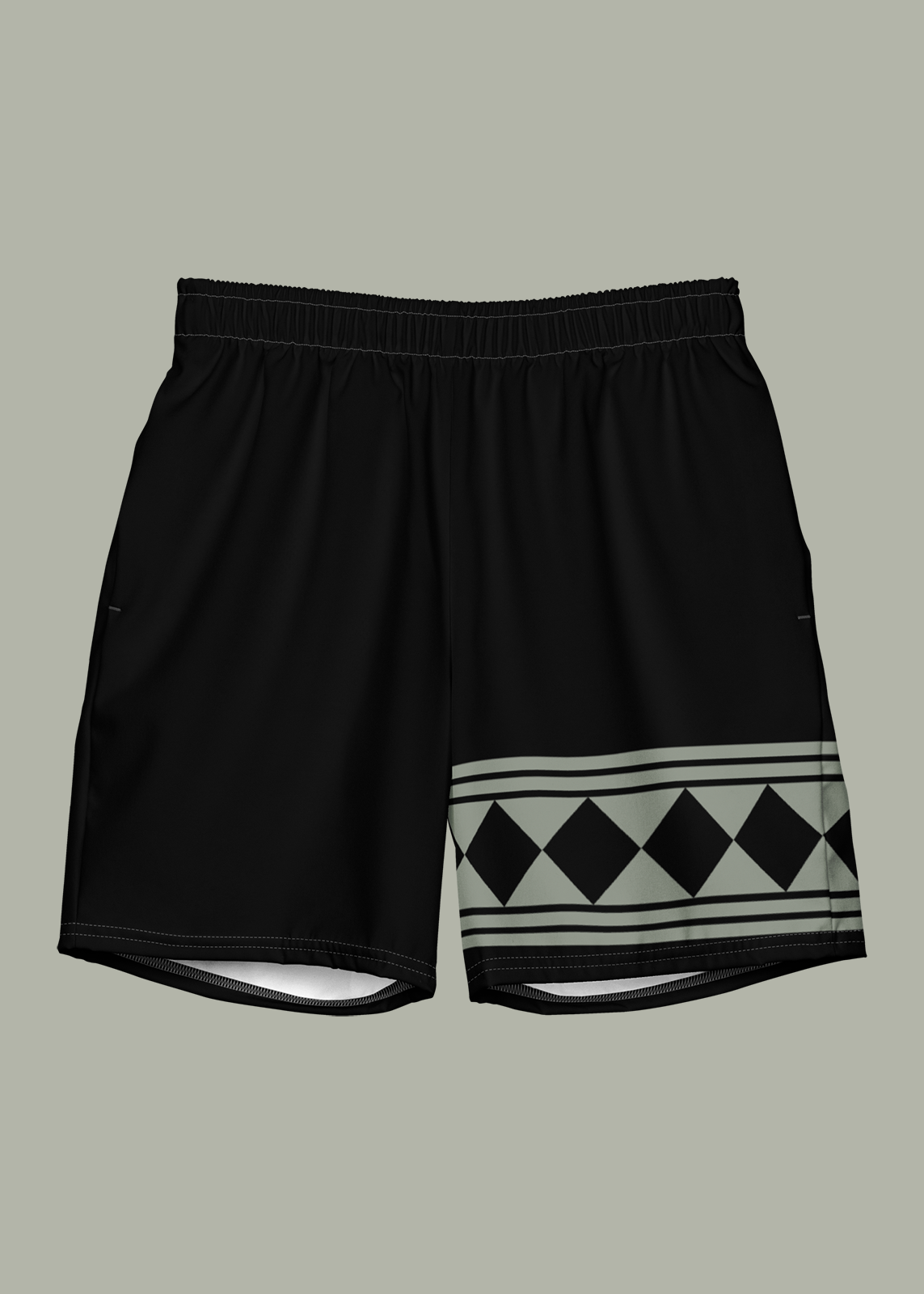 Black Diamond Tuck Pattern Swim Trunks (Men's)