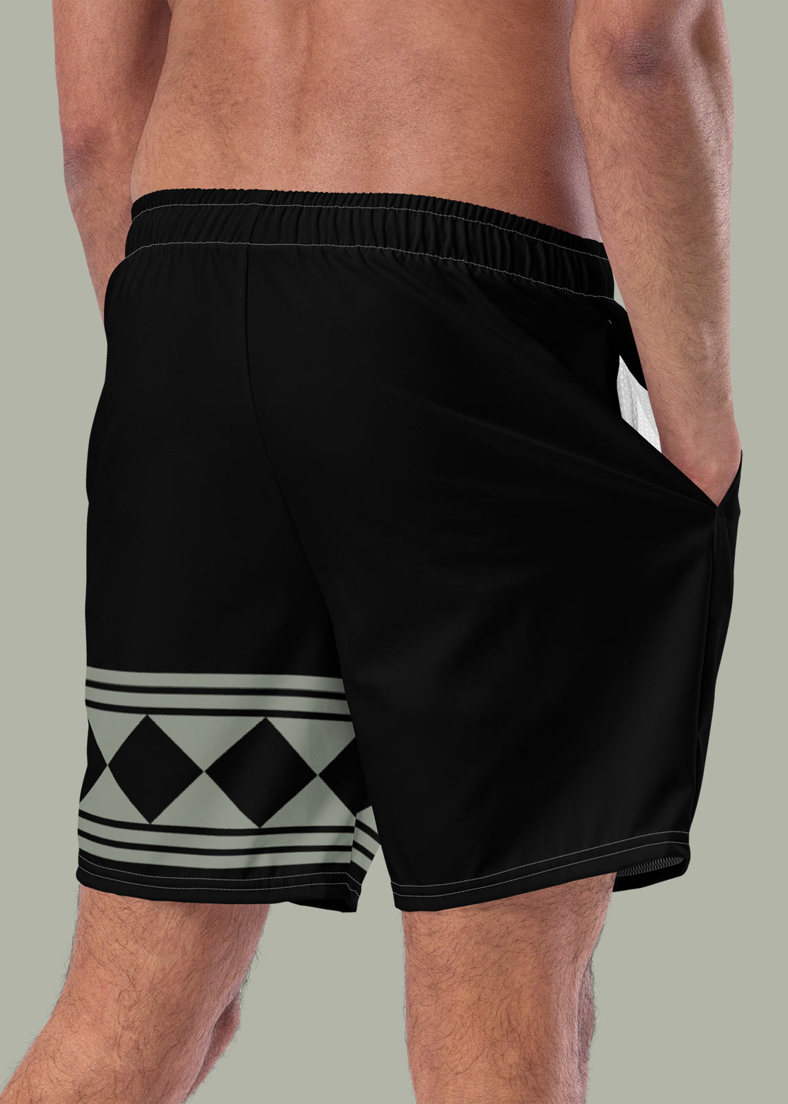 Black Diamond Tuck Pattern Swim Trunks (Men's)