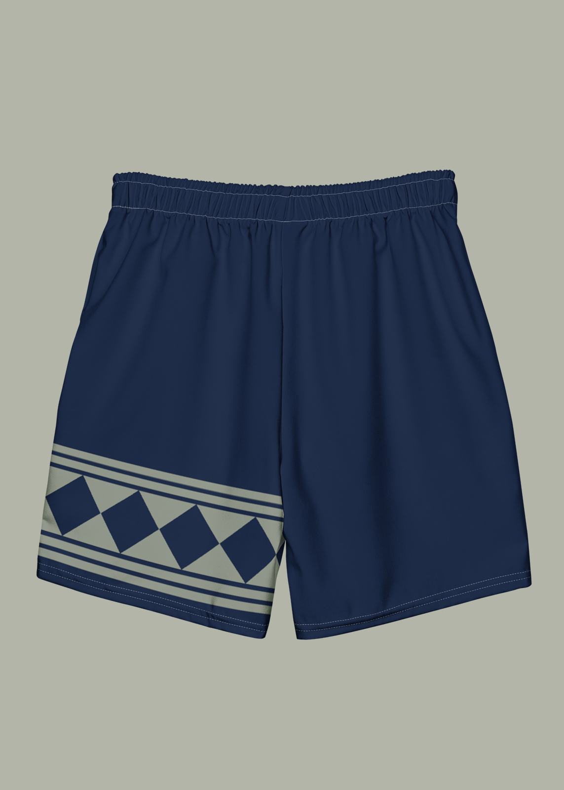 Dark Blue Diamond Tuck Pattern Swim Trunks (Men's)