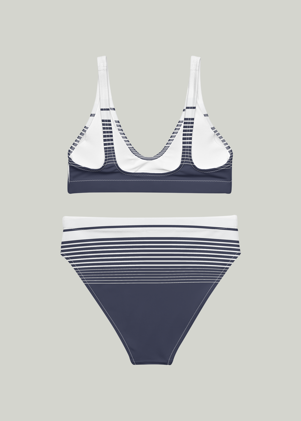 Third GEN Logo Navy & White Striped High-Waisted Bikini