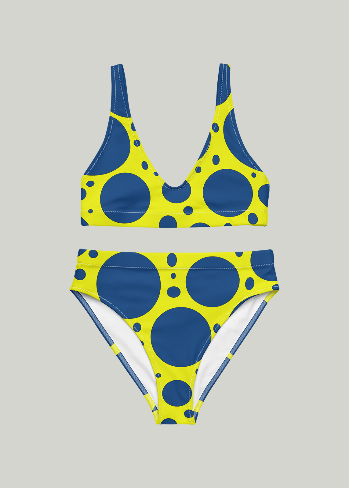 Yellow & Blue Lava Lamp Pattern High-Waisted Bikini