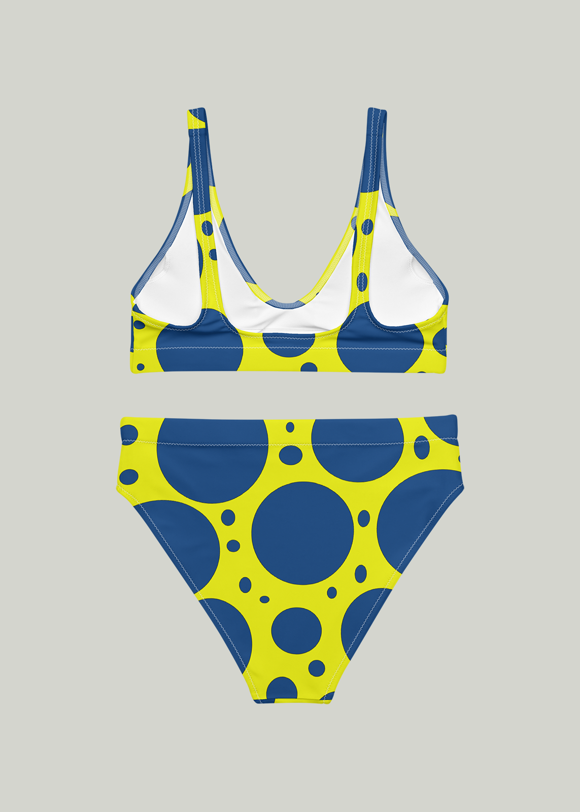 Yellow & Blue Lava Lamp Pattern High-Waisted Bikini