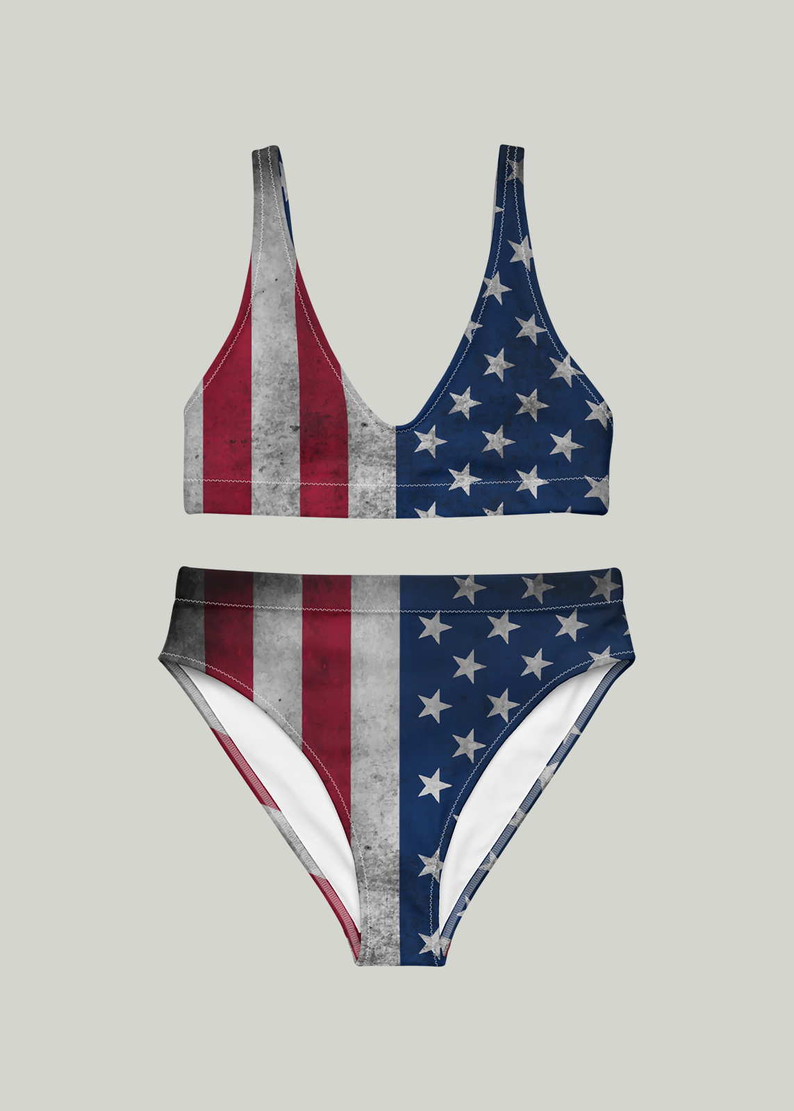 Rustic American Flag High-Waisted Bikini