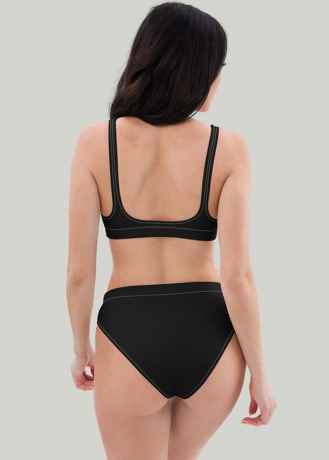 Solid Black High-Waisted Bikini