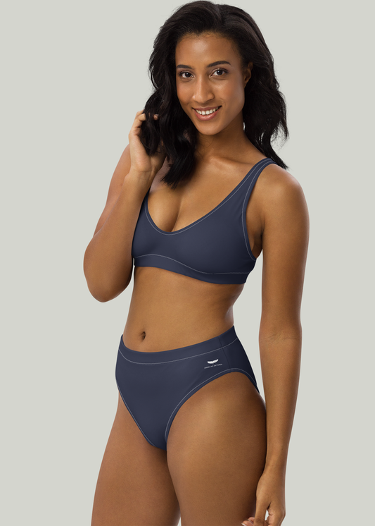 Solid Navy High-Waisted Bikini