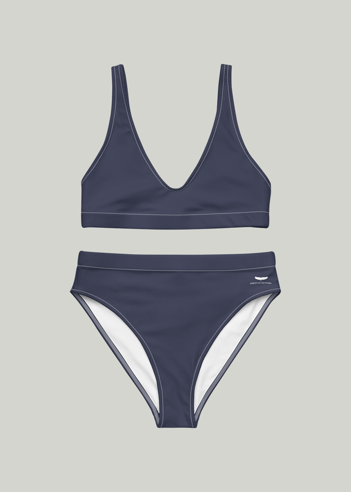 Solid Navy High-Waisted Bikini