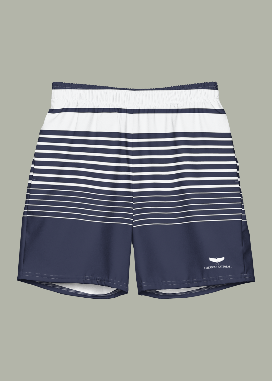 Third GEN Logo Navy & White Striped Swim Trunks (Mens)