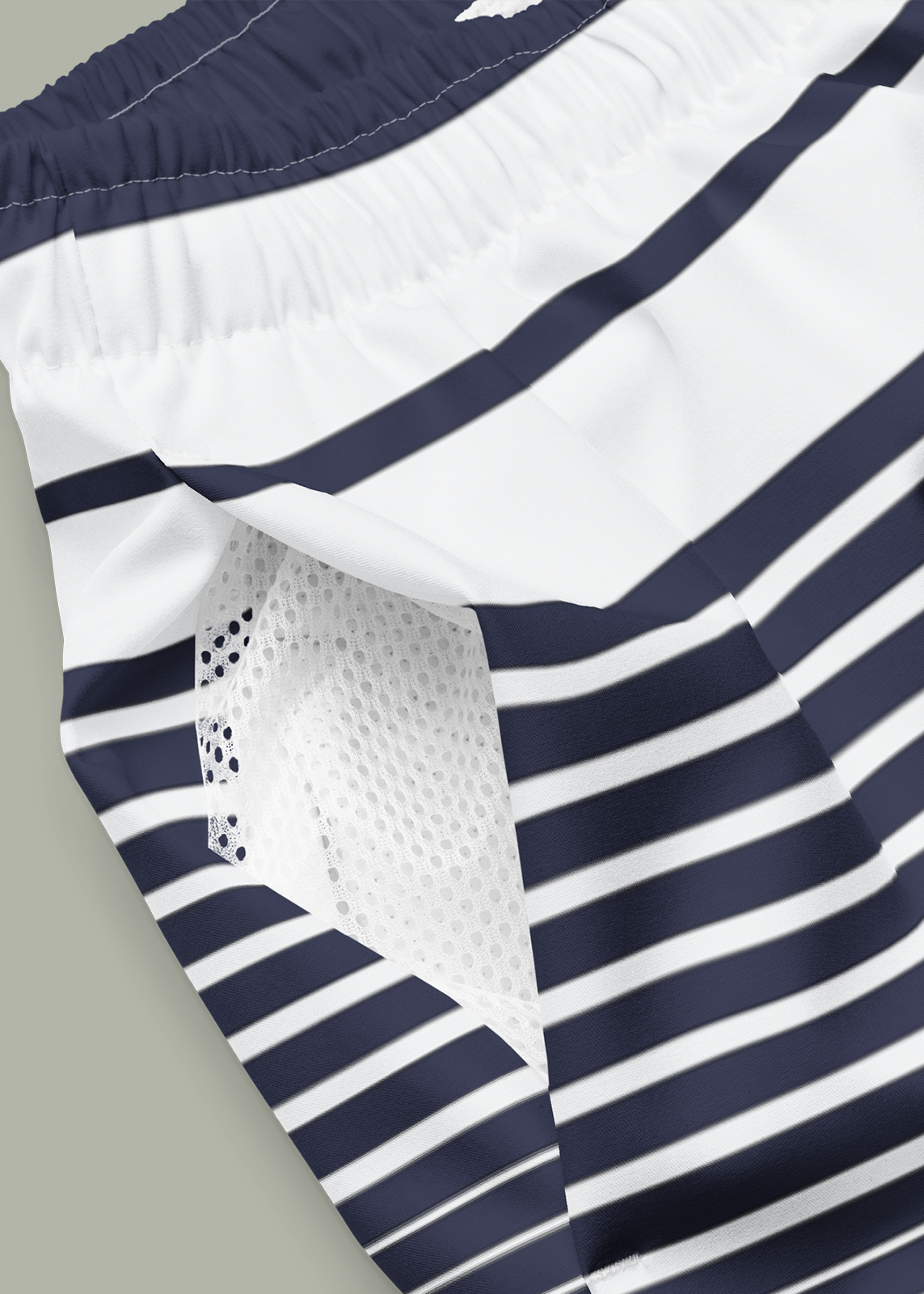 Third GEN Logo Navy & White Striped Swim Trunks (Mens)