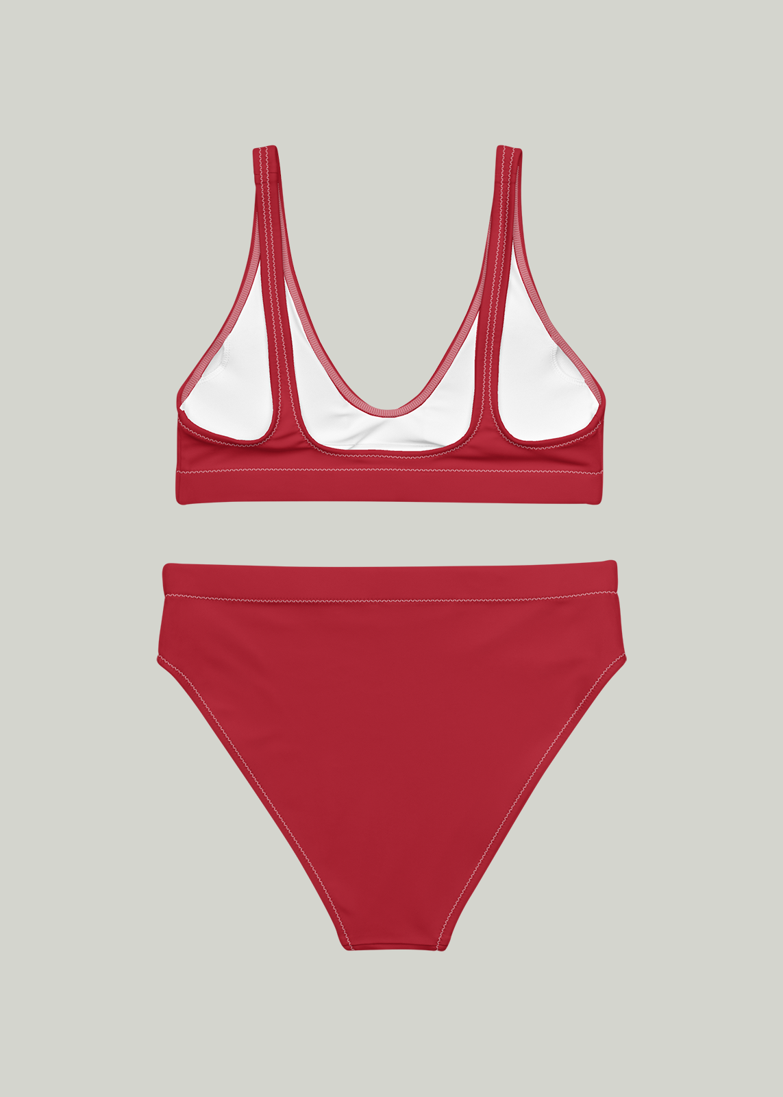 Solid True Red High-Waisted Bikini