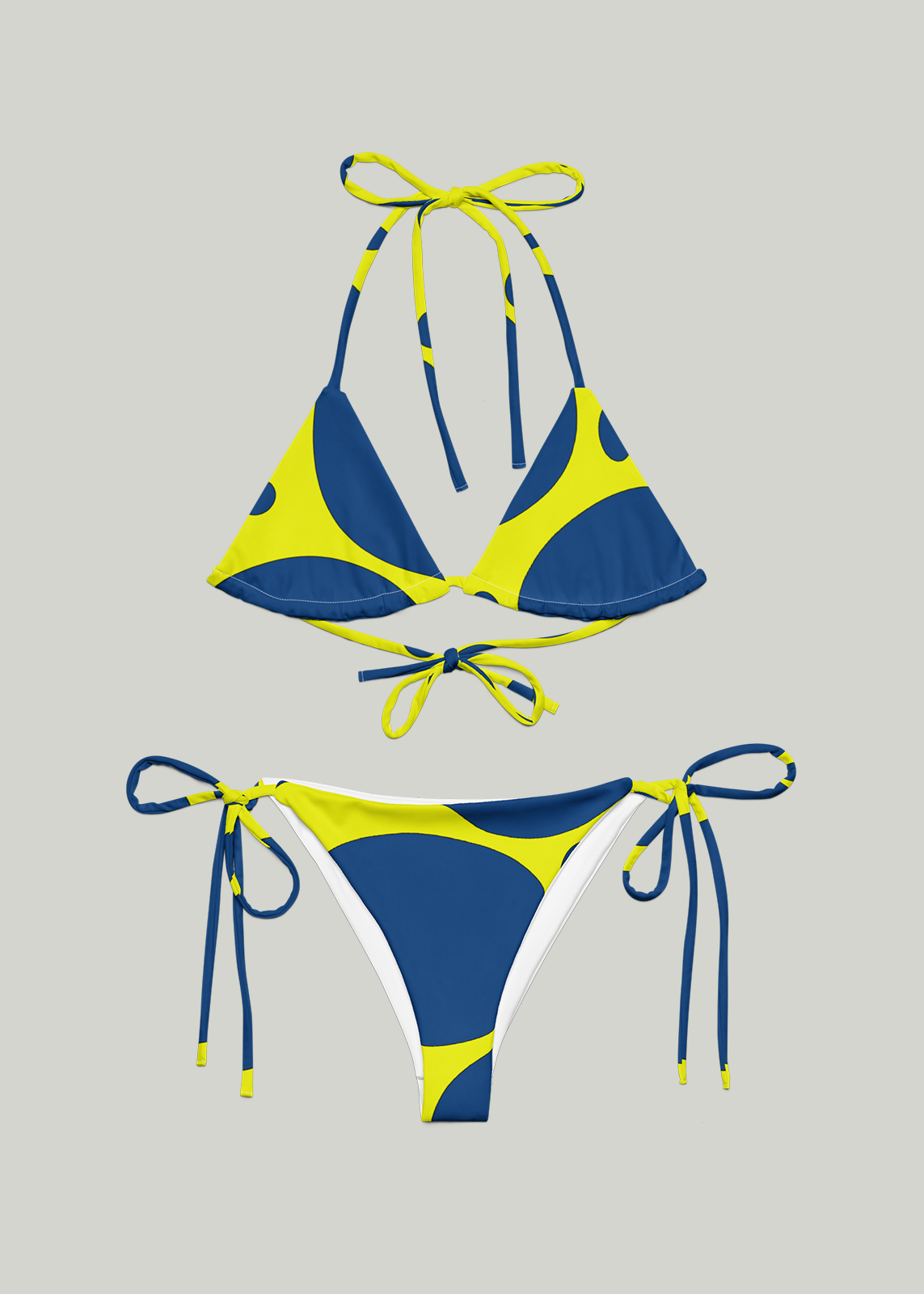 Yellow & Blue Lava Lamp Pattern String Bikini