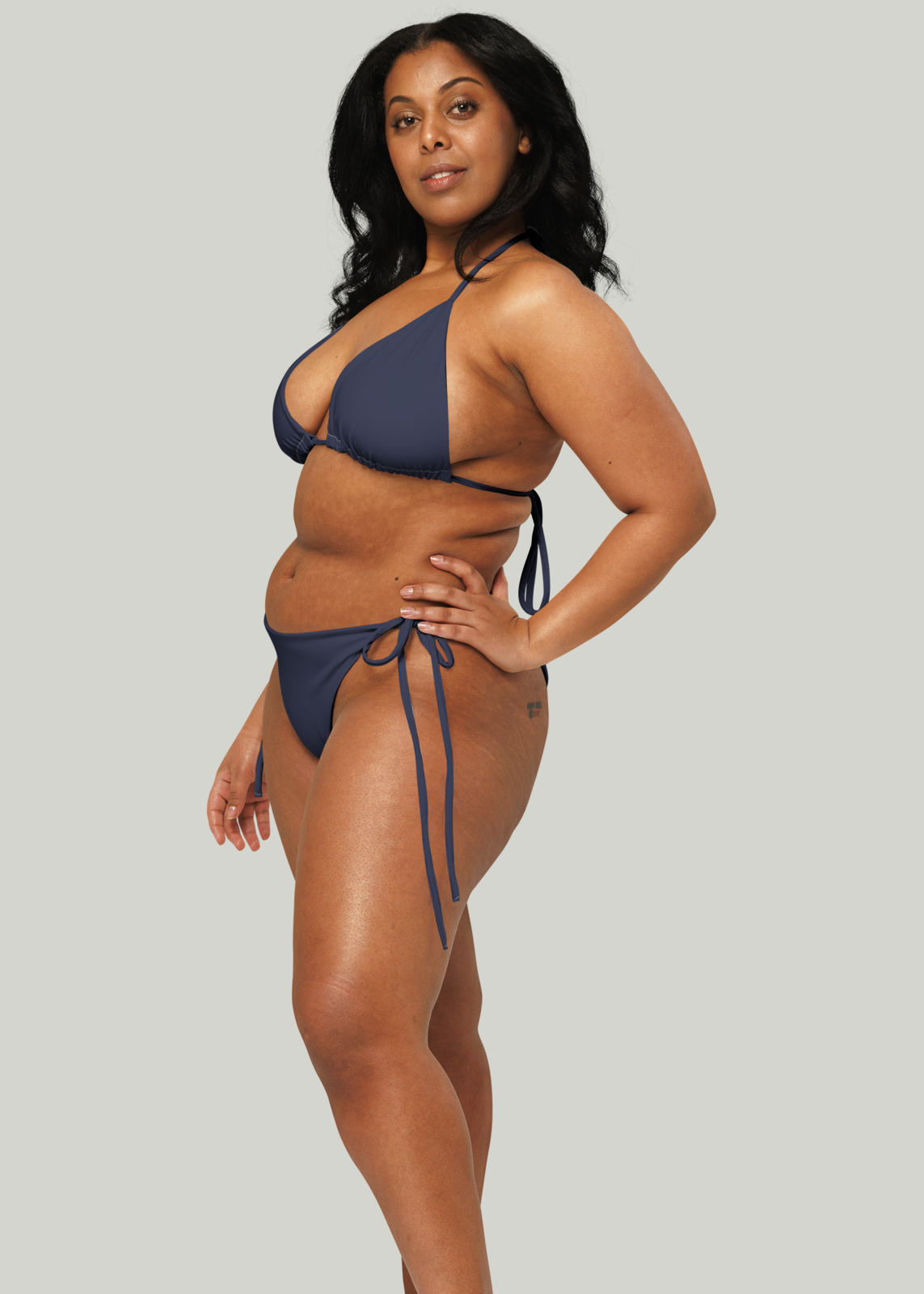 Solid Navy String Bikini