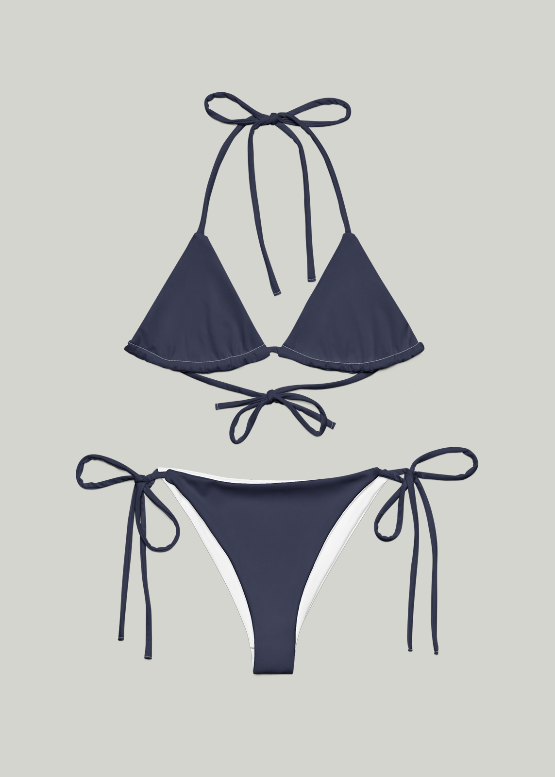 Solid Navy String Bikini