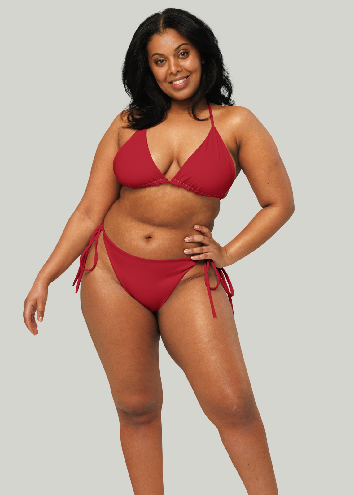 Solid True Red String Bikini