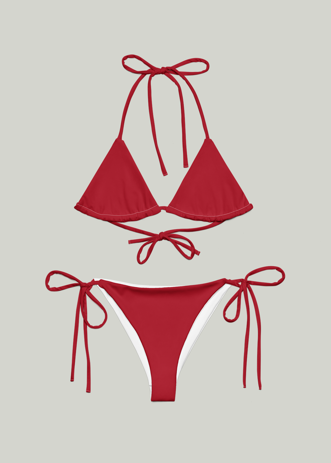 Solid True Red String Bikini