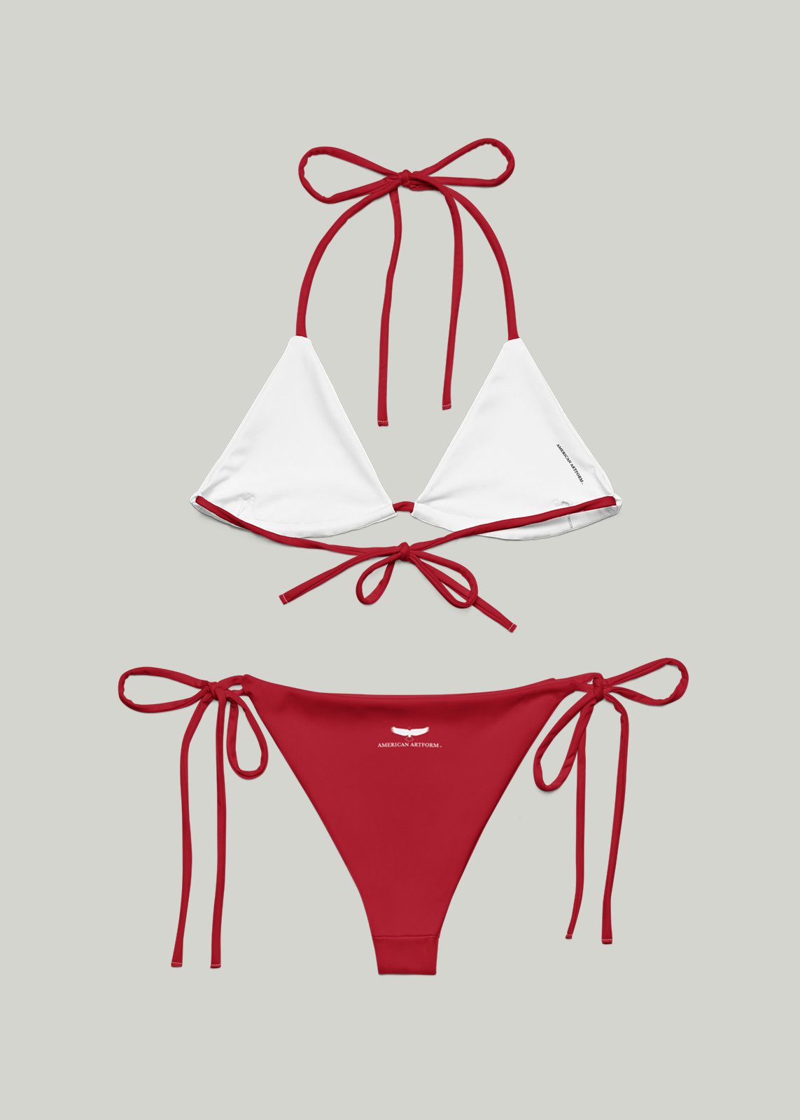 Solid True Red String Bikini