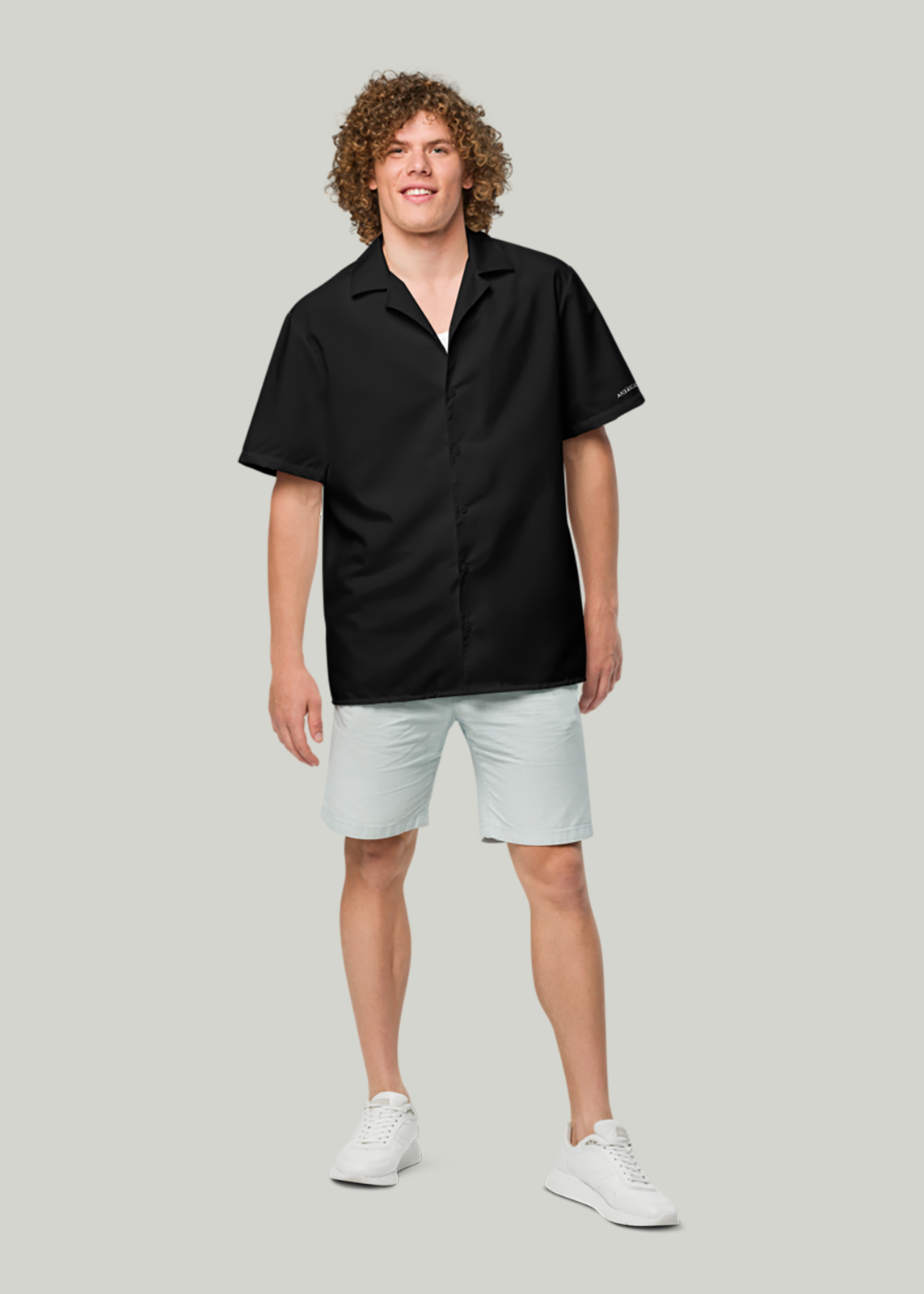 Black Short Sleeve Summer Comfort Button-Down Shirt (Men's)