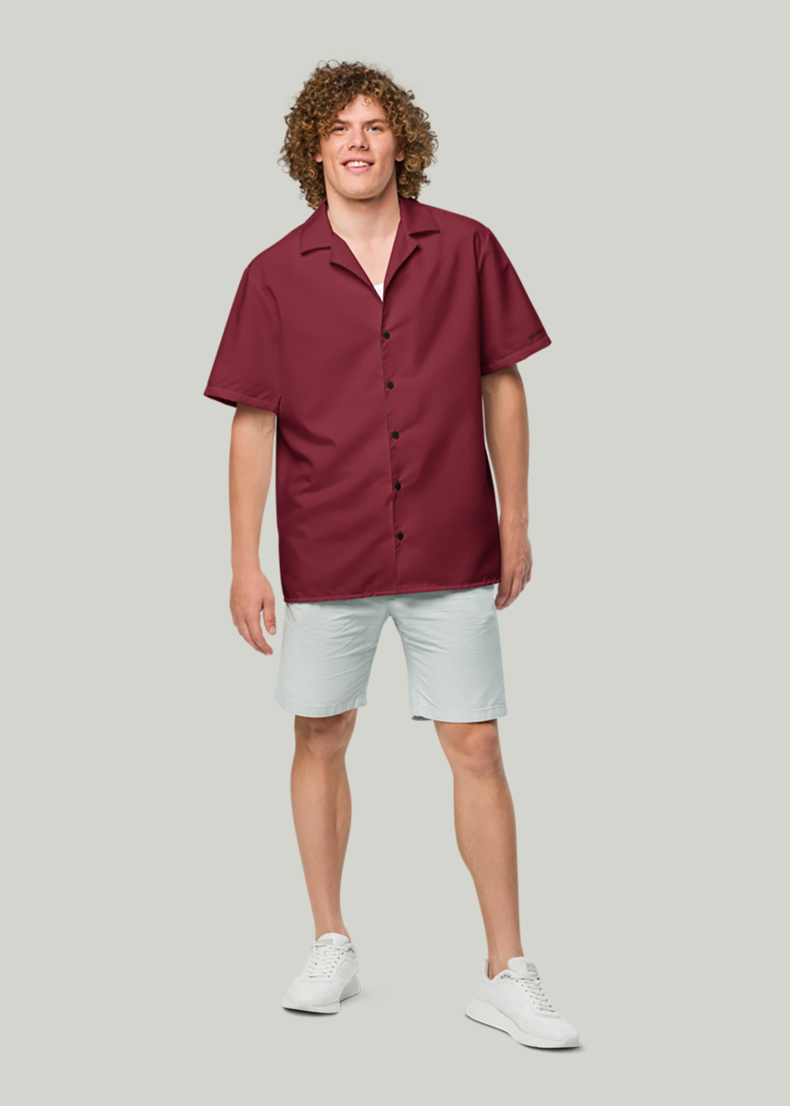 Burgundy Short Sleeve Summer Comfort Button-Down Shirt (Men's)