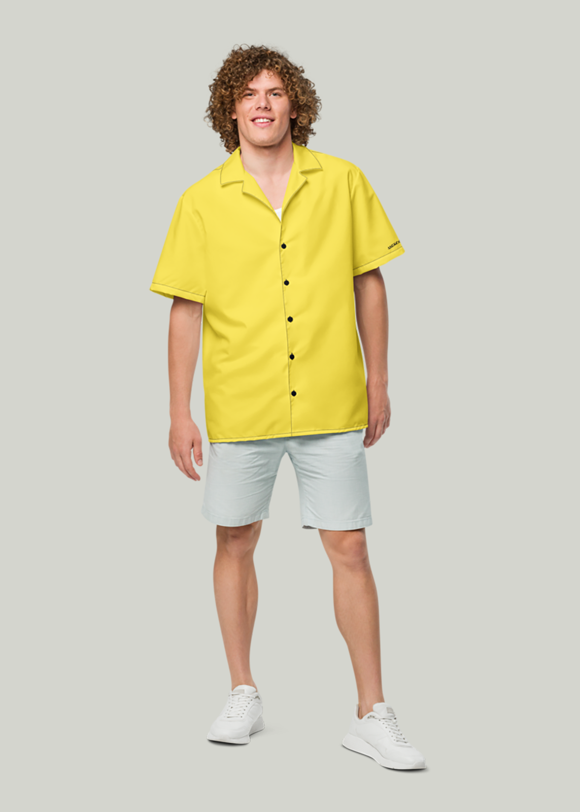 Daisy Yellow Short Sleeve Summer Comfort Button-Down Shirt (Men's)