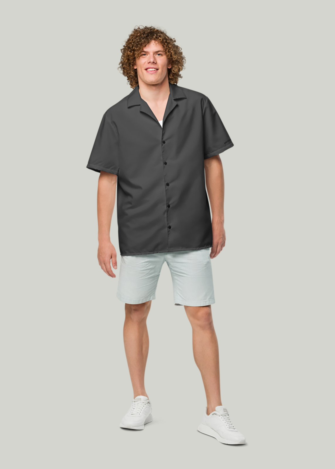 Metal Grey Short Sleeve Summer Comfort Button-Down Shirt (Men's)