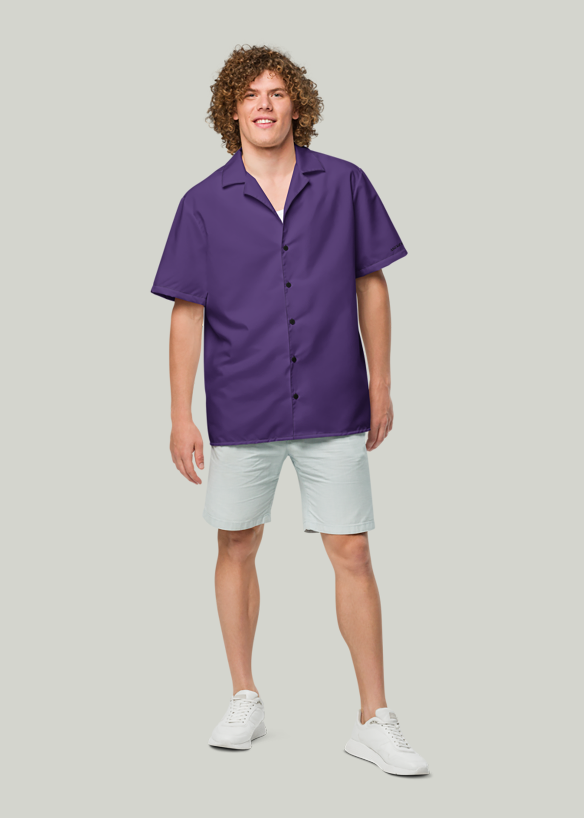 Purple Short Sleeve Summer Comfort Button-Down Shirt (Men's)