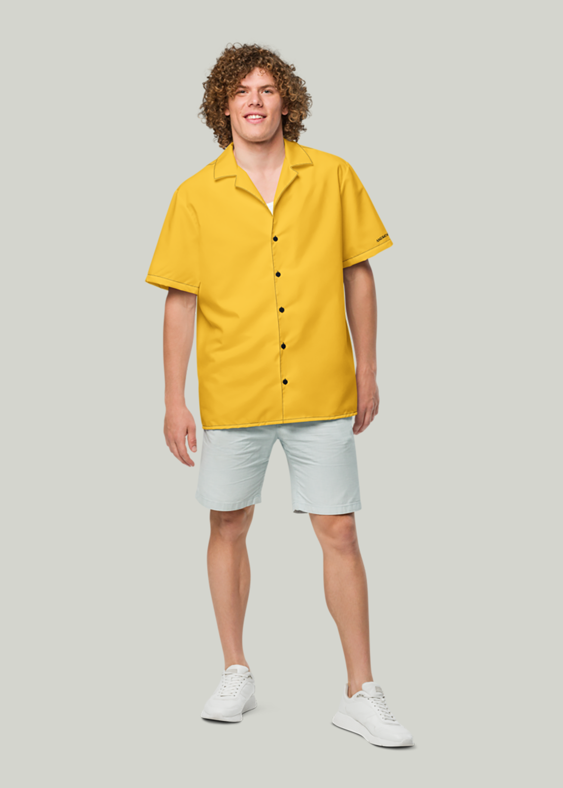 Yellow Short Sleeve Summer Comfort Button-Down Shirt (Men's)