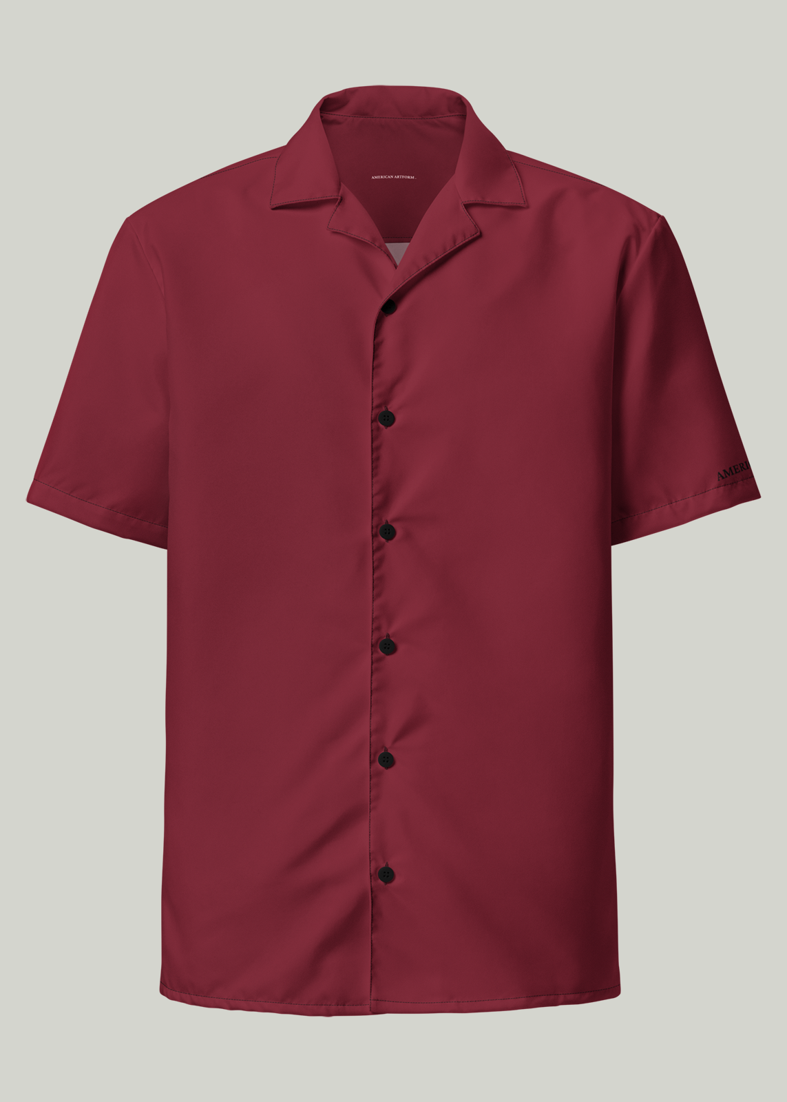 Burgundy Short Sleeve Summer Comfort Button-Down Shirt (Men's)