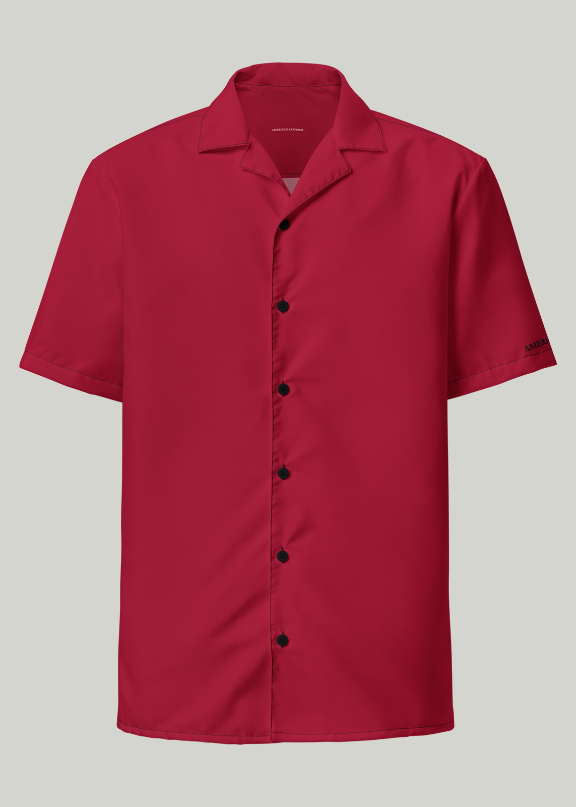 Carmine Red Short Sleeve Summer Comfort Button-Down Shirt (Men's)