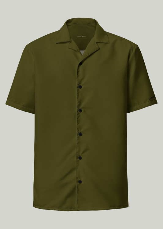 Karaka Green Short Sleeve Summer Comfort Button-Down Shirt (Men's)