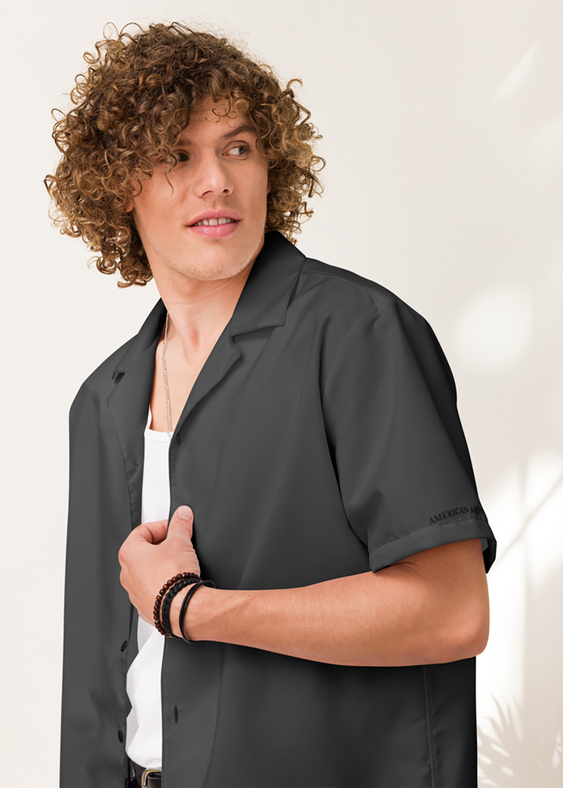 Metal Grey Short Sleeve Summer Comfort Button-Down Shirt (Men's)