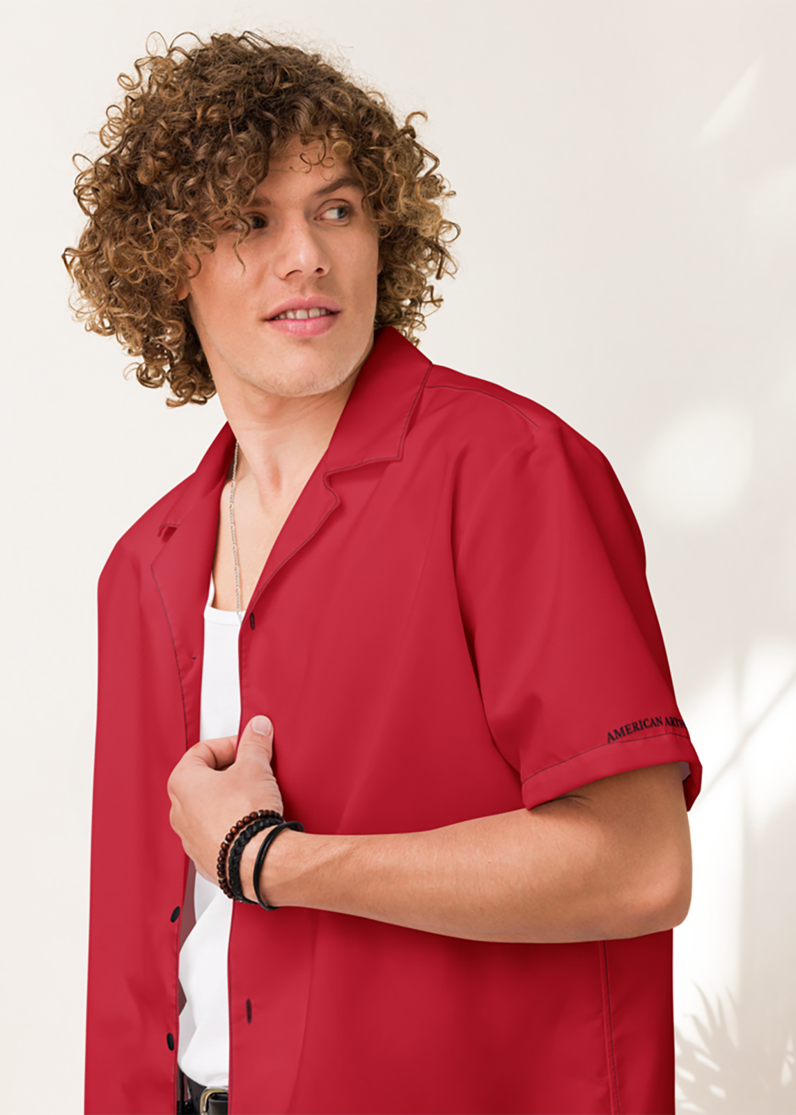True Red Short Sleeve Summer Comfort Button-Down Shirt (Men's)