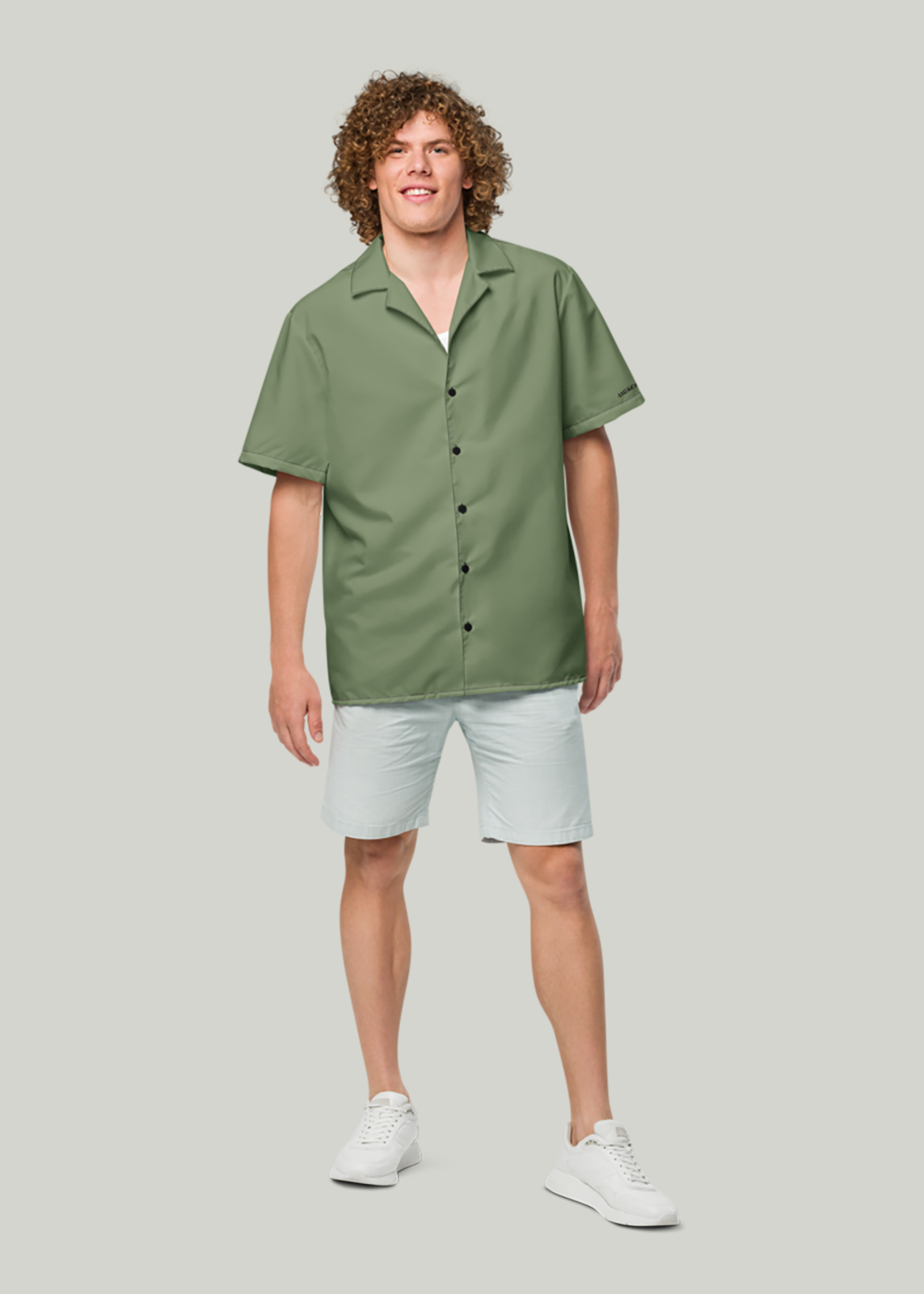 Camouflage Green Short Sleeve Summer Comfort Button-Down Shirt (Men's)
