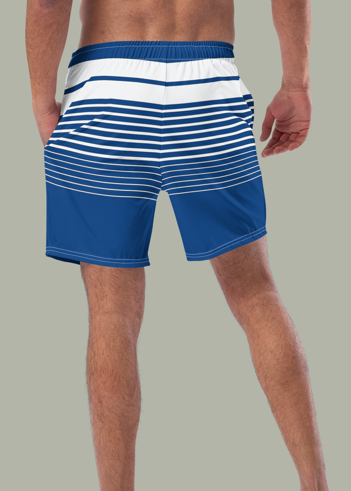 Third GEN Logo True Blue & White Striped Swim Trunks (Men's)