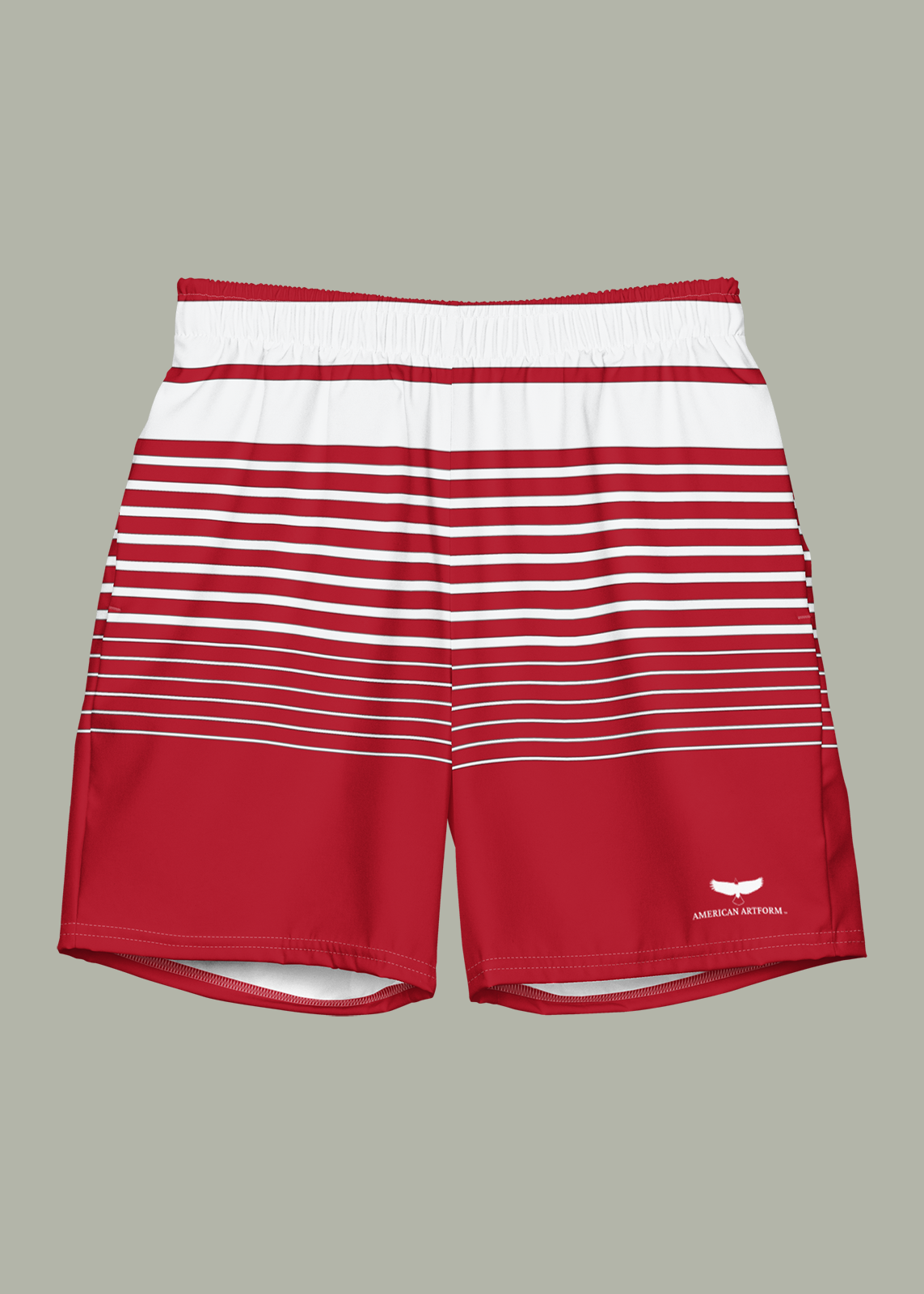 Third GEN Logo True Red & White Striped Swim Trunks (Men's)