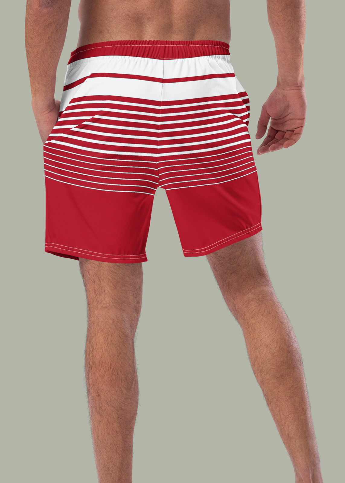 Third GEN Logo True Red & White Striped Swim Trunks (Men's)